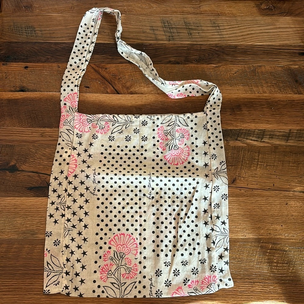 Free People Floral, Star, Dot Lightweight Gauze Hobo Shopping Tote Reusable